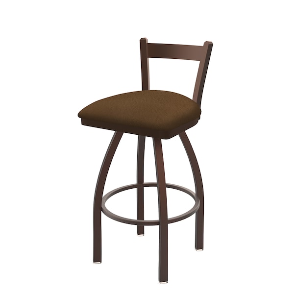 25" Low Back Swivel Counter Stool, Bronze Finish, Rein Thatch Seat
